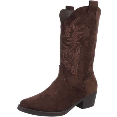 Ital-Design Western- & Bikerstiefel für Damen in Dunkelbraun Ital-Design Western- & Bikerstiefel für Damen in Dunkelbraun