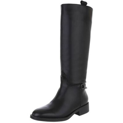 Ital-Design Flache Stiefel für Damen in Schwarz Ital-Design Flache Stiefel für Damen in Schwarz