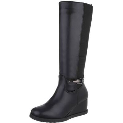 Ital-Design Keilstiefel für Damen in Schwarz Ital-Design Keilstiefel für Damen in Schwarz