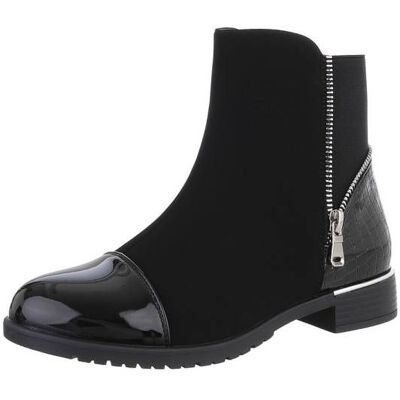 Ital-Design Flache Stiefeletten für Damen in Schwarz Ital-Design Flache Stiefeletten für Damen in Schwarz