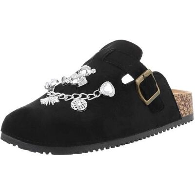 Ital-Design Pantoletten für Damen in Schwarz Ital-Design Pantoletten für Damen in Schwarz