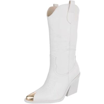 Ital-Design Western- & Bikerstiefel für Damen in Weiß Ital-Design Western- & Bikerstiefel für Damen in Weiß