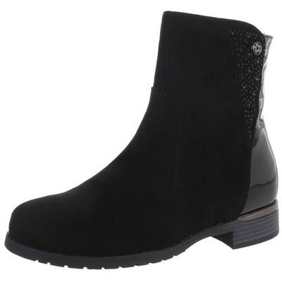 Ital-Design Flache Stiefeletten für Damen in Schwarz Ital-Design Flache Stiefeletten für Damen in Schwarz