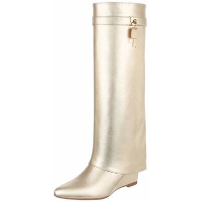 Ital-Design Keilstiefel für Damen in Gold Ital-Design Keilstiefel für Damen in Gold
