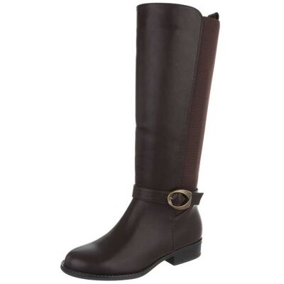Ital-Design Flache Stiefel für Damen in Braun Ital-Design Flache Stiefel für Damen in Braun