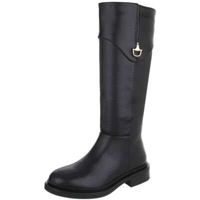 Ital-Design Flache Stiefel für Damen in Schwarz Ital-Design Flache Stiefel für Damen in Schwarz