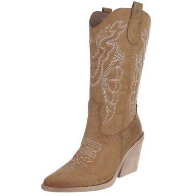 Ital-Design Western- & Bikerstiefel für Damen in Hellbraun Ital-Design Western- & Bikerstiefel für Damen in Hellbraun