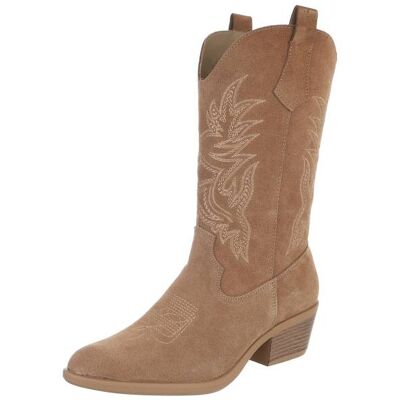 Ital-Design Western- & Bikerstiefel für Damen in Hellbraun Ital-Design Western- & Bikerstiefel für Damen in Hellbraun