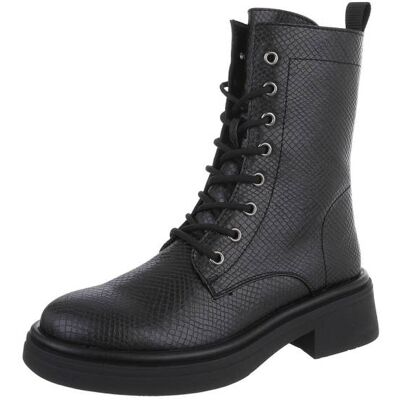 Ital-Design Schnürstiefeletten für Damen in Schwarz und Grau Ital-Design Schnürstiefeletten für Damen in Schwarz und Grau