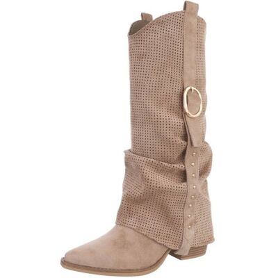 Ital-Design Western- & Bikerstiefel für Damen in Hellbraun Ital-Design Western- & Bikerstiefel für Damen in Hellbraun
