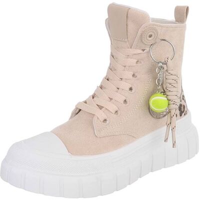 Ital-Design Sneakers High für Damen in Beige und Leo Ital-Design Sneakers High für Damen in Beige und Leo