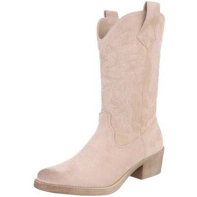 Ital-Design Western- & Bikerstiefel für Damen in Beige Ital-Design Western- & Bikerstiefel für Damen in Beige