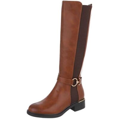 Ital-Design Flache Stiefel für Damen in Camel Ital-Design Flache Stiefel für Damen in Camel