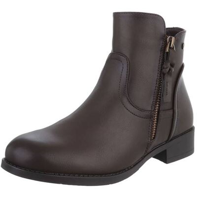 Ital-Design Flache Stiefeletten für Damen in Braun Ital-Design Flache Stiefeletten für Damen in Braun