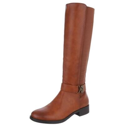 Ital-Design Flache Stiefel für Damen in Camel Ital-Design Flache Stiefel für Damen in Camel