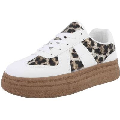 Ital-Design Sneakers Low für Damen in Weiß und Braun Ital-Design Sneakers Low für Damen in Weiß und Braun