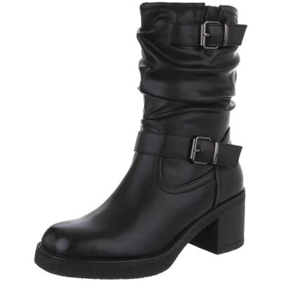 Ital-Design Klassische Stiefeletten für Damen in Schwarz und Silber Ital-Design Klassische Stiefeletten für Damen in Schwarz und Silber