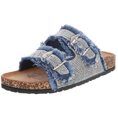 Ital-Design Pantoletten für Damen in Blau und Silber Ital-Design Pantoletten für Damen in Blau und Silber