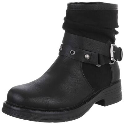Ital-Design Flache Stiefeletten für Damen in Schwarz Ital-Design Flache Stiefeletten für Damen in Schwarz