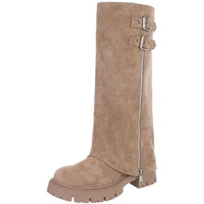 Ital-Design Plateaustiefel für Damen in Hellbraun Ital-Design Plateaustiefel für Damen in Hellbraun