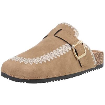 Ital-Design Pantoletten für Damen in Hellbraun Ital-Design Pantoletten für Damen in Hellbraun