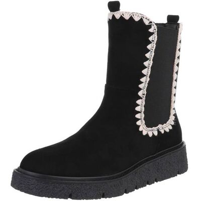 Ital-Design Flache Stiefeletten für Damen in Schwarz Ital-Design Flache Stiefeletten für Damen in Schwarz