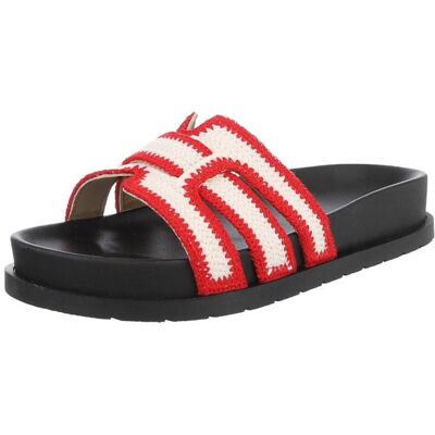 Ital-Design Pantoletten für Damen in Rot und Beige Ital-Design Pantoletten für Damen in Rot und Beige
