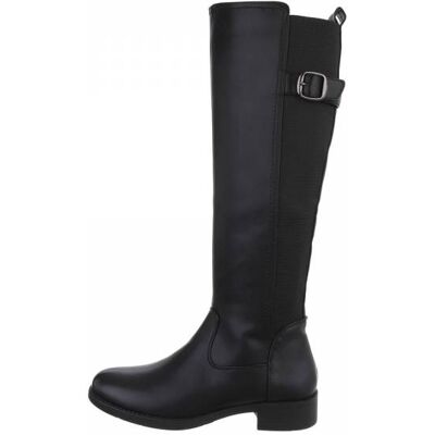 Ital-Design Flache Stiefel für Damen in Schwarz Ital-Design Flache Stiefel für Damen in Schwarz