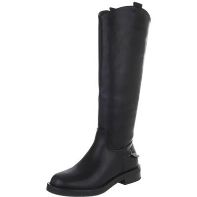 Ital-Design Flache Stiefel für Damen in Schwarz Ital-Design Flache Stiefel für Damen in Schwarz
