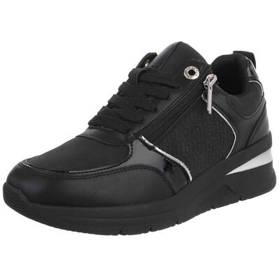 Ital-Design Sneakers Low für Damen in Schwarz und Silber Ital-Design Sneakers Low für Damen in Schwarz und Silber