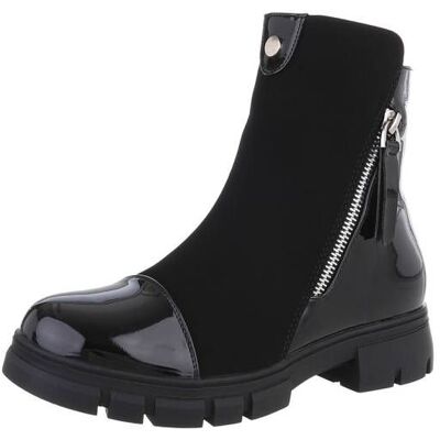 Ital-Design Flache Stiefeletten für Damen in Schwarz Ital-Design Flache Stiefeletten für Damen in Schwarz