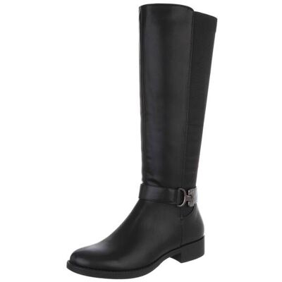 Ital-Design Flache Stiefel für Damen in Schwarz Ital-Design Flache Stiefel für Damen in Schwarz