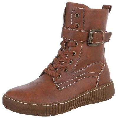 Ital-Design Flache Stiefeletten für Damen in Camel Ital-Design Flache Stiefeletten für Damen in Camel