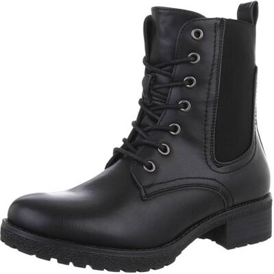 Ital-Design Flache Stiefeletten für Damen in Schwarz Ital-Design Flache Stiefeletten für Damen in Schwarz