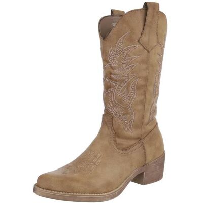 Ital-Design Western- & Bikerstiefel für Damen in Hellbraun Ital-Design Western- & Bikerstiefel für Damen in Hellbraun
