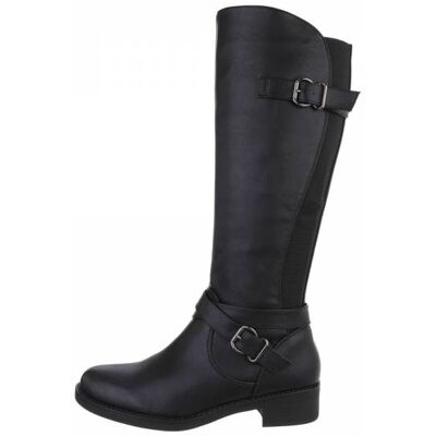 Ital-Design Flache Stiefel für Damen in Schwarz Ital-Design Flache Stiefel für Damen in Schwarz