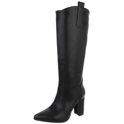 Ital-Design High-Heel Stiefel für Damen in Schwarz und Grau Ital-Design High-Heel Stiefel für Damen in Schwarz und Grau
