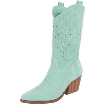 Ital-Design Western- & Bikerstiefel für Damen in Hellgrün Ital-Design Western- & Bikerstiefel für Damen in Hellgrün