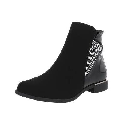 Ital-Design Flache Stiefeletten für Damen in Schwarz Ital-Design Flache Stiefeletten für Damen in Schwarz