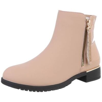 Ital-Design Flache Stiefeletten für Damen in Beige Ital-Design Flache Stiefeletten für Damen in Beige