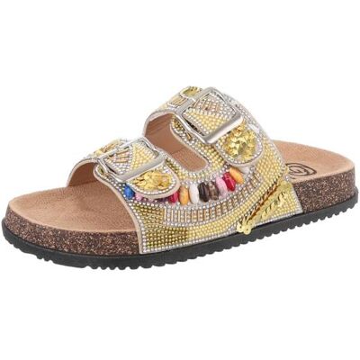 Ital-Design Pantoletten für Damen in Beige Ital-Design Pantoletten für Damen in Beige
