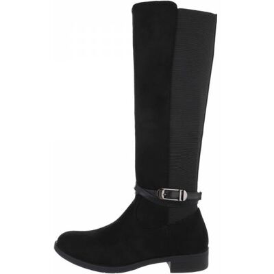 Ital-Design Flache Stiefel für Damen in Schwarz Ital-Design Flache Stiefel für Damen in Schwarz