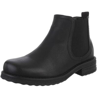 Ital-Design Flache Stiefeletten für Damen in Schwarz Ital-Design Flache Stiefeletten für Damen in Schwarz