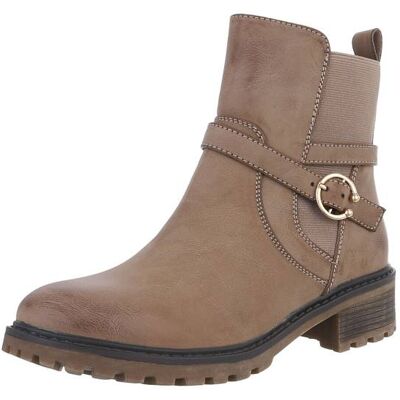 Ital-Design Flache Stiefeletten für Damen in Hellbraun Ital-Design Flache Stiefeletten für Damen in Hellbraun