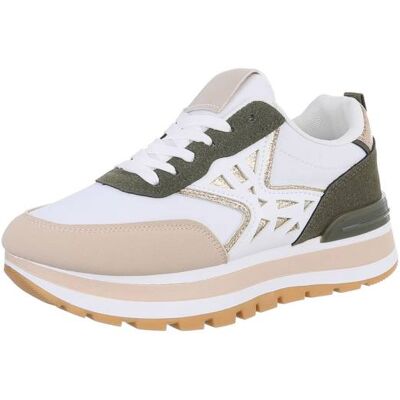Ital-Design Sneakers Low für Damen in Grün und Beige Ital-Design Sneakers Low für Damen in Grün und Beige