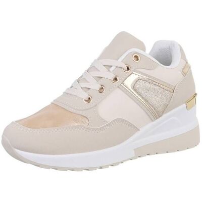 Ital-Design Sneakers Low für Damen in Beige und Gold Ital-Design Sneakers Low für Damen in Beige und Gold