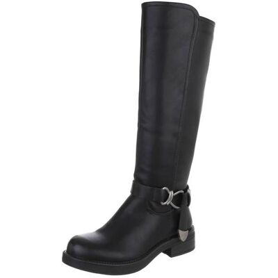 Ital-Design Flache Stiefel für Damen in Schwarz Ital-Design Flache Stiefel für Damen in Schwarz
