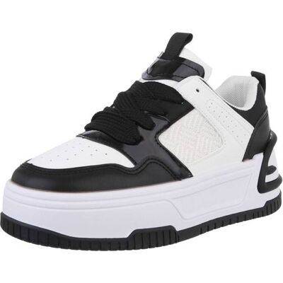 Ital-Design Sneakers Low für Damen in Weiß und Schwarz Ital-Design Sneakers Low für Damen in Weiß und Schwarz