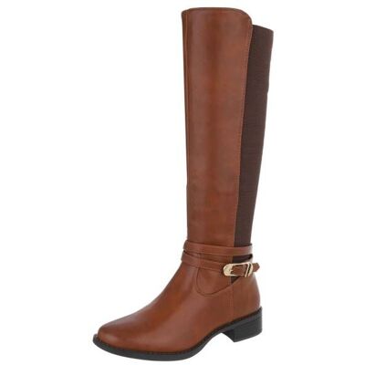 Ital-Design Flache Stiefel für Damen in Camel Ital-Design Flache Stiefel für Damen in Camel