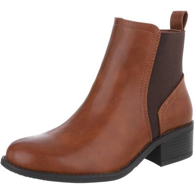 Ital-Design Flache Stiefeletten für Damen in Camel Ital-Design Flache Stiefeletten für Damen in Camel